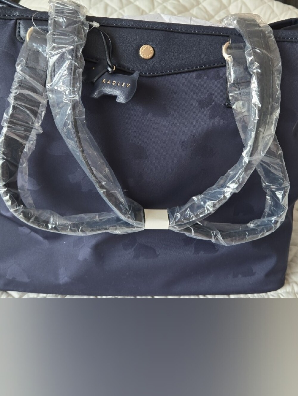 RADLEY LONDON Navy Scottie Jacquard Tote with Leather Trim - Picture 6 of 8
